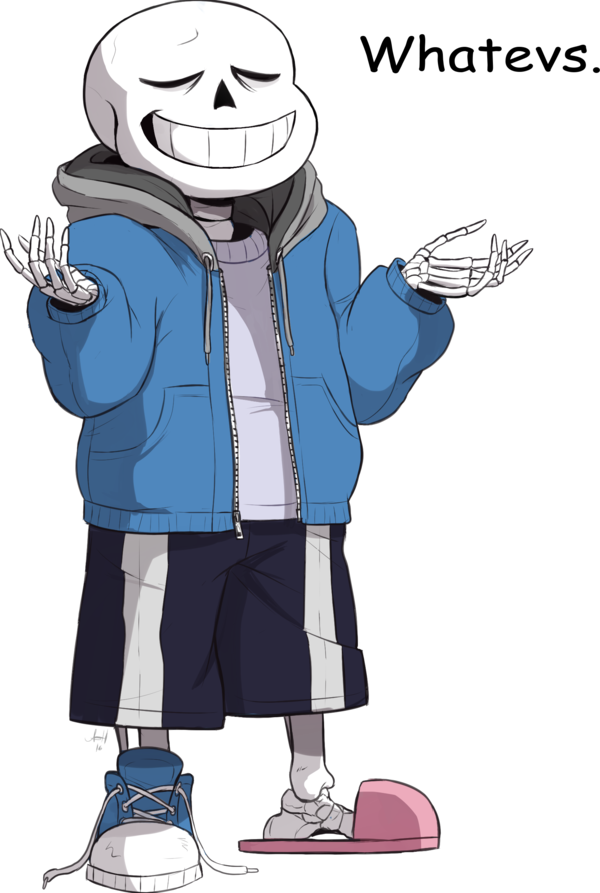 2016 alpha_channel animated_skeleton bone clothing english_text eyes_closed footwear hoodie male sans_(undertale) shirt shoes shorts signature simple_background skeleion skeleton slippers smile solo sweater text transparent_background undead undertale video_games