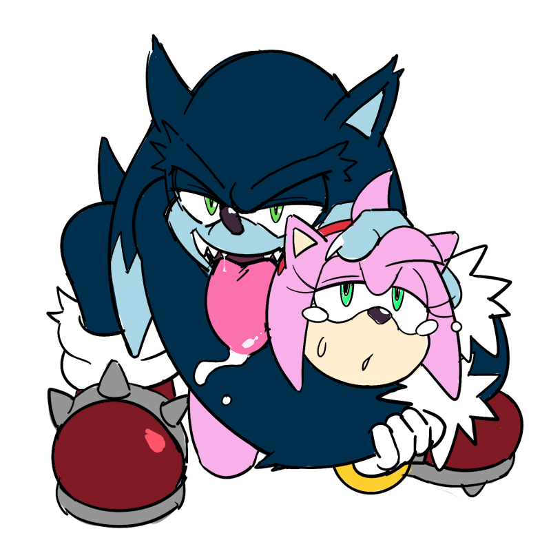 amy_rose anthro duo female hedgehog male male/female mammal sex simple_background sonic_(series) sonic_the_werehog watatanza_(pixiv) werehog white_background