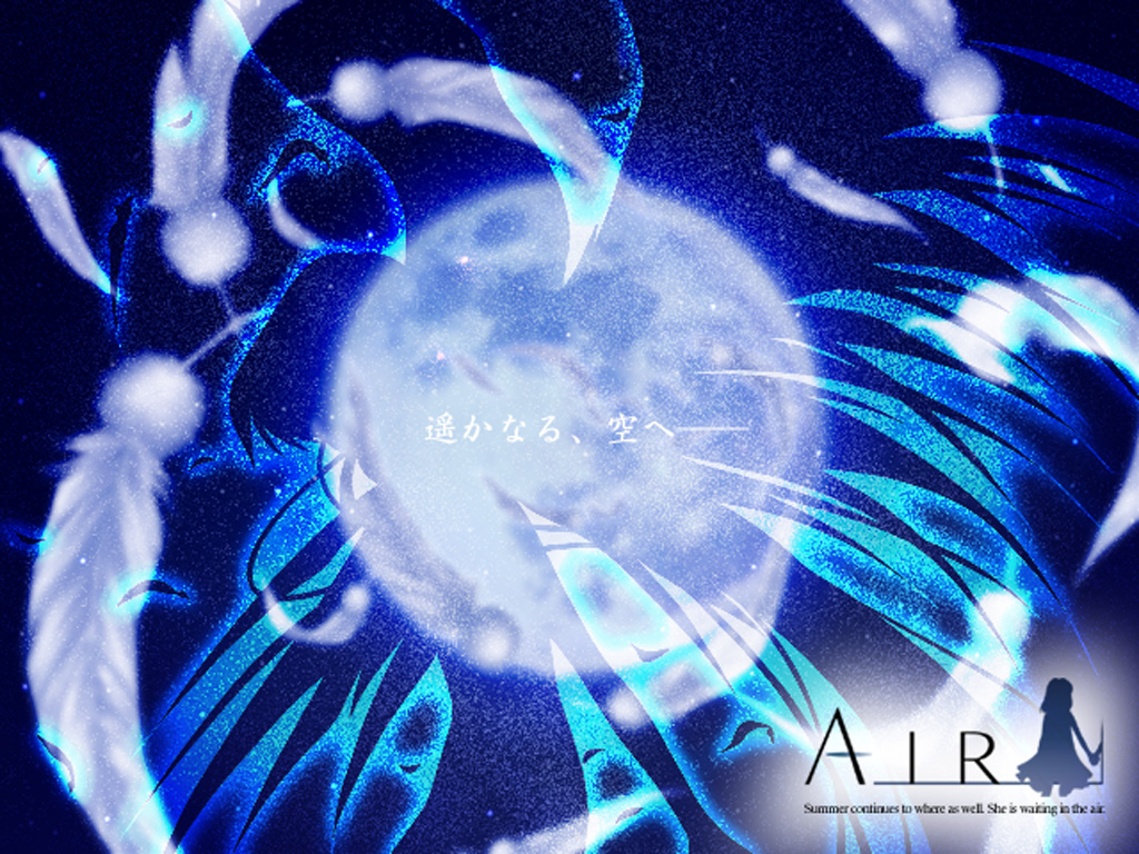 air feathers kanna kannabi_no_mikoto key moon silhouette visualart