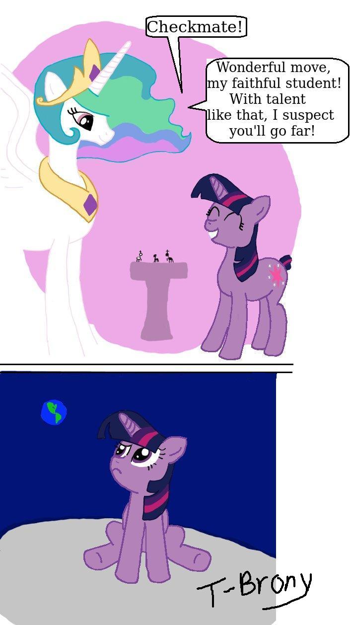 2011 chess comic crown cutie_mark dialogue duo english_text equine feathered_wings feathers female feral friendship_is_magic fur hair horn jewelry mammal multicolored_hair my_little_pony necklace planet princess_celestia_(mlp) purple_eyes purple_feathers purple_fur simple_background smile t-brony text twilight_sparkle_(mlp) unicorn white_background white_feathers white_fur winged_unicorn wings