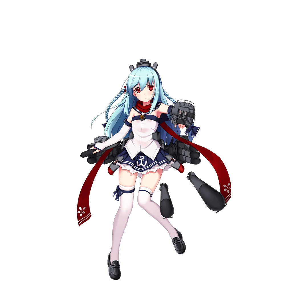 allenes armpits bare_shoulders black_footwear blue_bow blue_hair blue_skirt bow braid breasts cannon closed_mouth detached_sleeves fubuki_(zhan_jian_shao_nyu) full_body hair_bow hair_ribbon headwear knees_together_feet_apart leg_ribbon loafers long_hair looking_at_viewer machinery multiple_braids official_art outstretched_arm pleated_skirt red_eyes red_ribbon red_scarf remodel_(zhan_jian_shao_nyu) ribbon rigging sailor_collar scarf shoes skirt small_breasts solo standing strapless thighhighs torpedo transparent_background tubetop turret twin_braids white_legwear white_sleeves zettai_ryouiki zhan_jian_shao_nyu