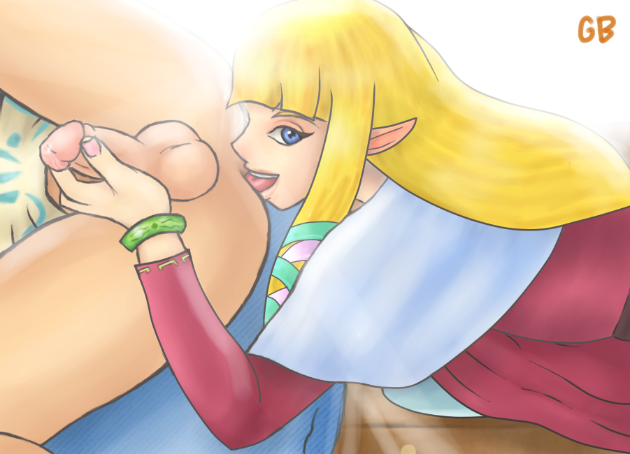 anal anilingus blonde_hair blue_eyes clothes eyelashes eyes female hetero looking_at_viewer male nintendo open_mouth oral penis princess_zelda rimjob rimming sex skyward_sword the_legend_of_zelda tongue