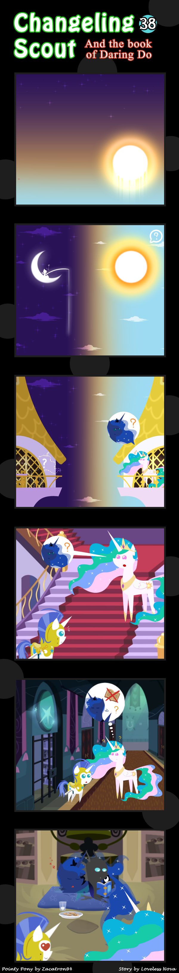 2016 absurd_res ambiguous_gender bound changeling comic english_text equine female feral friendship_is_magic hi_res horn horse humor male mammal melee_weapon my_little_pony pony princess_celestia_(mlp) princess_luna_(mlp) royal_guard_(mlp) sleeping sword text unicorn vavacung weapon winged_unicorn wings
