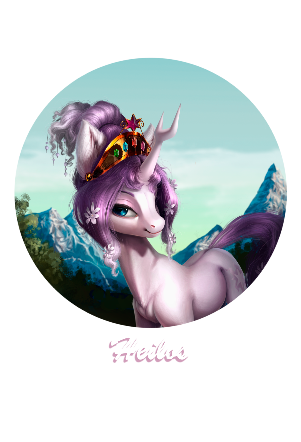 2016 blue_eyes crown equine female harmony_(mlp) horn mammal mountain my_little_pony obpony solo sticker tree_of_harmony unicorn