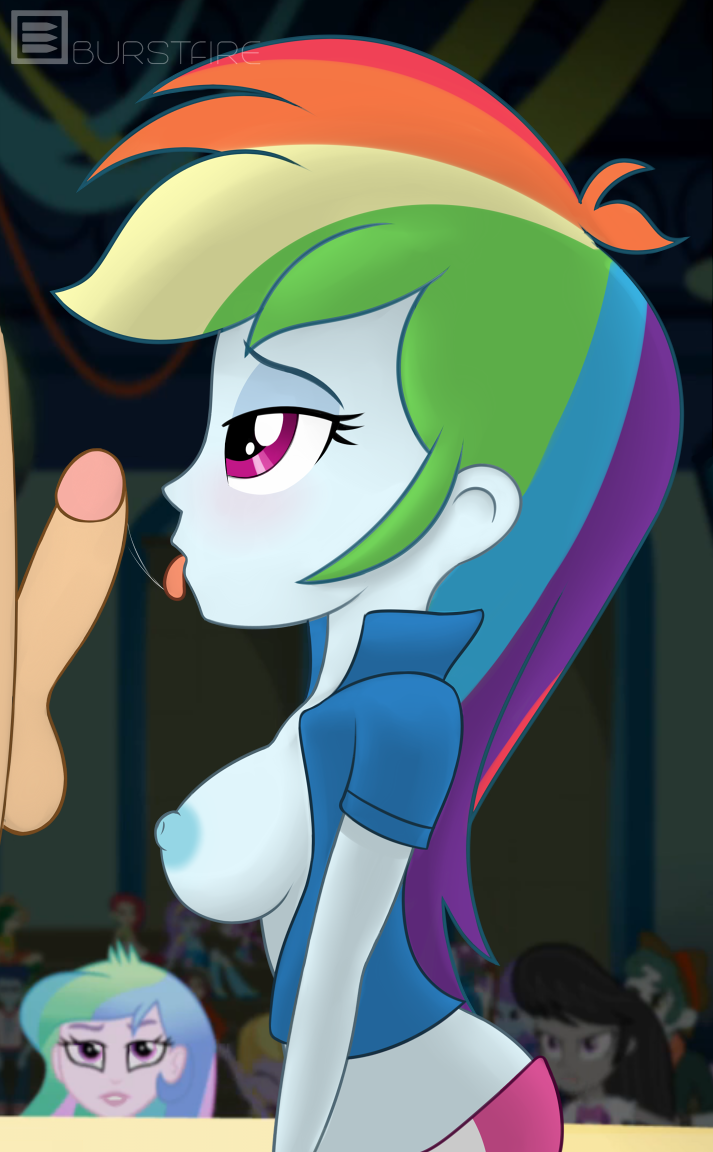 balls big_breasts blush breasts burstfire clothed clothing equestria_girls female friendship_is_magic human humanized male mammal my_little_pony nipples octavia_(mlp) offscreen_character penis princess_celestia_(mlp) principal_celestia_(eg) public rainbow_dash_(mlp) side_boob topless