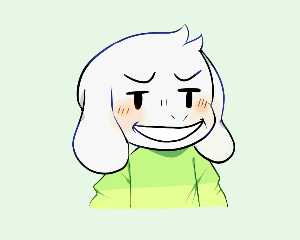 animated anthro asriel_dreemurr blush caprine clothed clothing fur goat humor male mammal naughty_face portrait reaction_image smile solo undertale unknown_artist video_games what white_fur