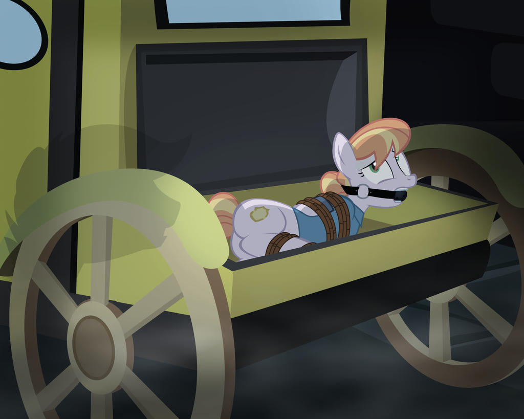 ball_gag bdsm bondage bound copper_top_(mlp) equine friendship_is_magic gag horse mammal my_little_pony pony radiantrealm rope rope_bondage solo taxi