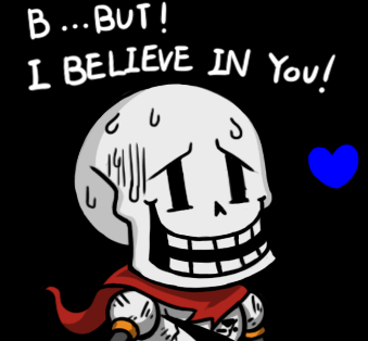 armor battle_damage black_background chibi english grin gyate_gyate heart lowres male_focus papyrus_(undertale) scarf simple_background skeleton smile solo source_quote spoilers sweat undertale upper_body yaruky