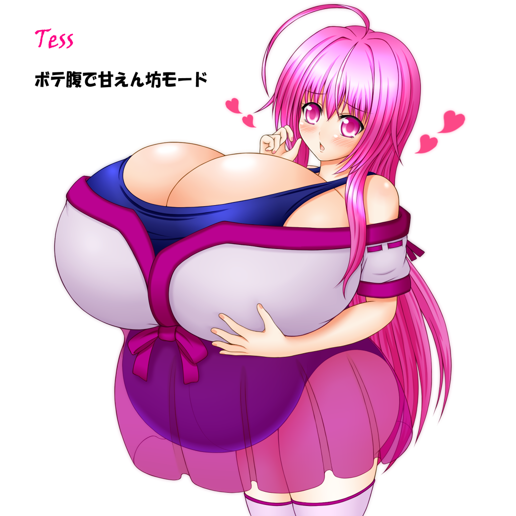 breasts character_request gigantic_breasts kazuu_(pixiv) pink_eyes pink_hair pregnant translation_request