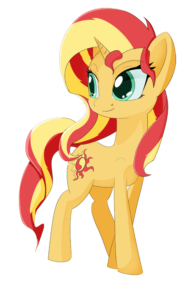 alloco alpha_channel blonde_hair cutie_mark equestria_girls equine eyelashes female feral green_eyes hair hooves horn mammal my_little_pony red_hair simple_background smile solo standing sunset_shimmer_(eg) transparent_background unicorn