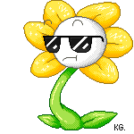 2016 alpha_channel animated dancing eyewear flora_fauna flower flowey_the_flower kyubeygirl long_ears low_res male monster plant signature simple_background solo sunglasses transparent_background undertale video_games