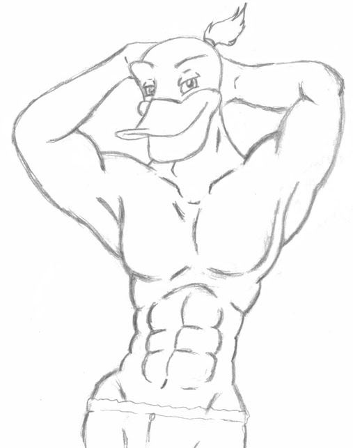 avian barazoku beak biceps bird clothing duck grin hardwing male male/male mighty muscular nude triceps