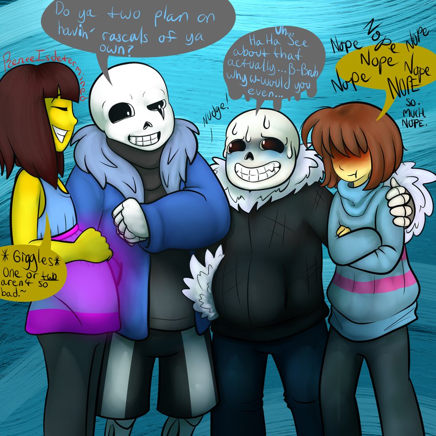 blush bone pregnant protagonist_(undertale) sans_(undertale) skeleton tagme undertale video_games