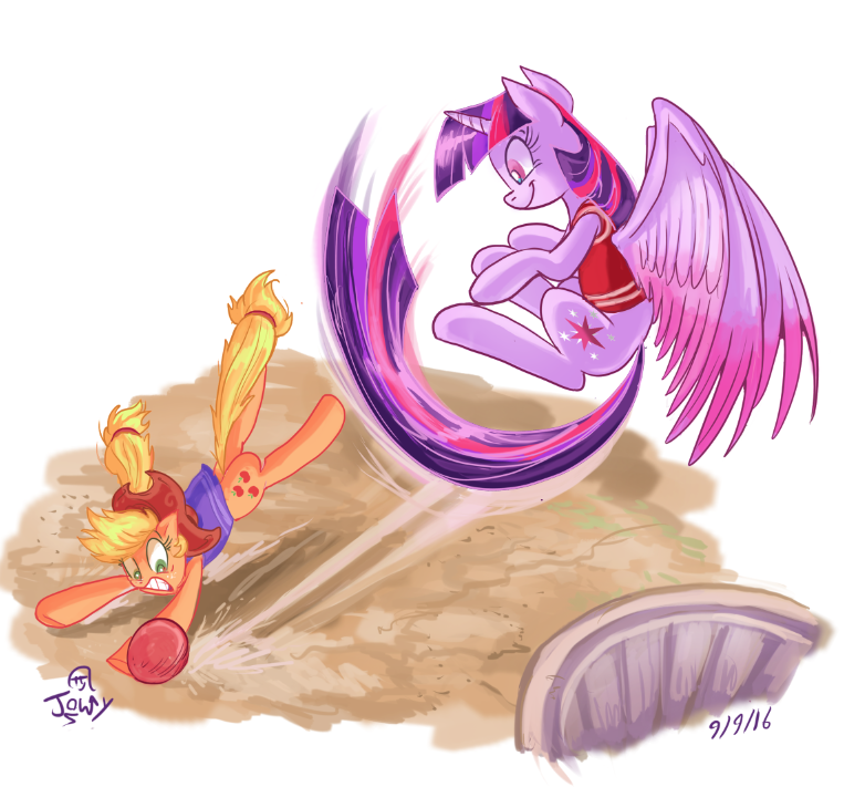 2016 applejack_(mlp) ball duo equine female friendship_is_magic horn horse jowybean mammal my_little_pony pony twilight_sparkle_(mlp) winged_unicorn wings