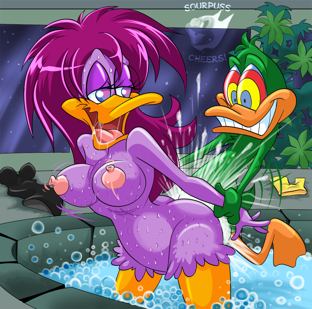 anthor areola avian big_breasts bird breasts cum cum_inside duck duo erect_nipples female male margot_duck nipples nude orgasm penetration plucky_duck sex sourpusscheers_(artist) tiny_toon_adventures warner_brothers