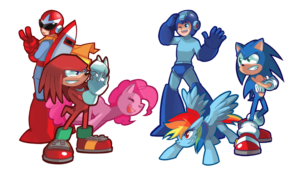 blue_eyes blue_feathers capcom crossover cutie_mark earth_pony echidna equine feathered_wings feathers female feral friendship_is_magic fur group hair hedgehog horse humanoid knuckles_the_echidna machine male mammal mega_man_(character) mega_man_(series) monotreme multicolored_hair my_little_pony pegasus pink_hair pinkie_pie_(mlp) pony proto_man purple_hair rainbow_dash_(mlp) rainbow_hair robot sapphire1010 smile sonic_(series) sonic_the_hedgehog video_games wings