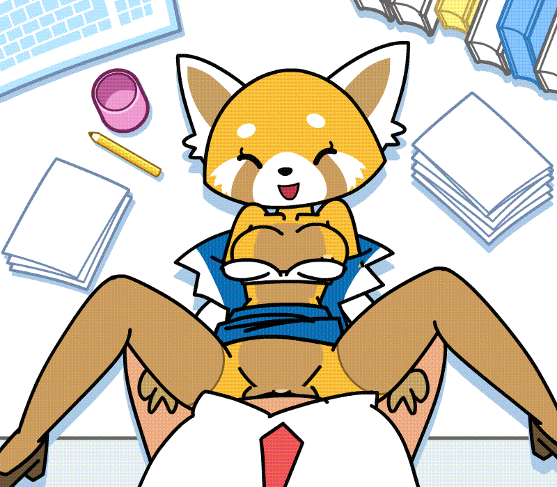 :3 aggressive_retsuko animated anthro book bouncing_breasts breasts computer cup eyes_closed faceless_male female happy happy_sex human human_on_anthro interspecies male male/female mammal minus8 nipples open_mouth paper pencil_(disambiguation) penetration penis pussy red_panda retsuko sanrio sex vaginal vaginal_penetration