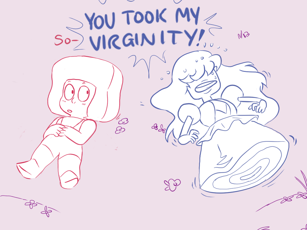 ! alien cartoon_network clothing dialogue english_text female flower gem_(species) invalid_background invalid_tag lying not_furry plant ruby_(steven_universe) sapphire_(steven_universe) steven_universe sweat text unknown_artist yelling