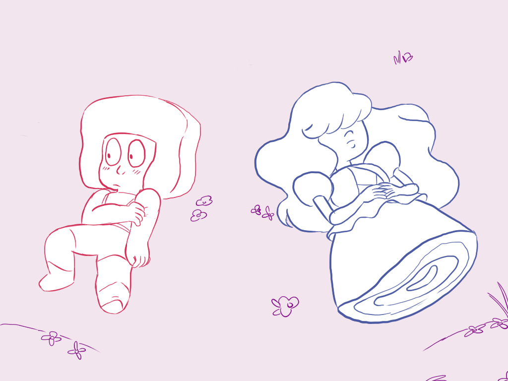 alien cartoon_network clothing female flower gem_(species) invalid_background invalid_tag lying not_furry plant ruby_(steven_universe) sapphire_(steven_universe) steven_universe unknown_artist