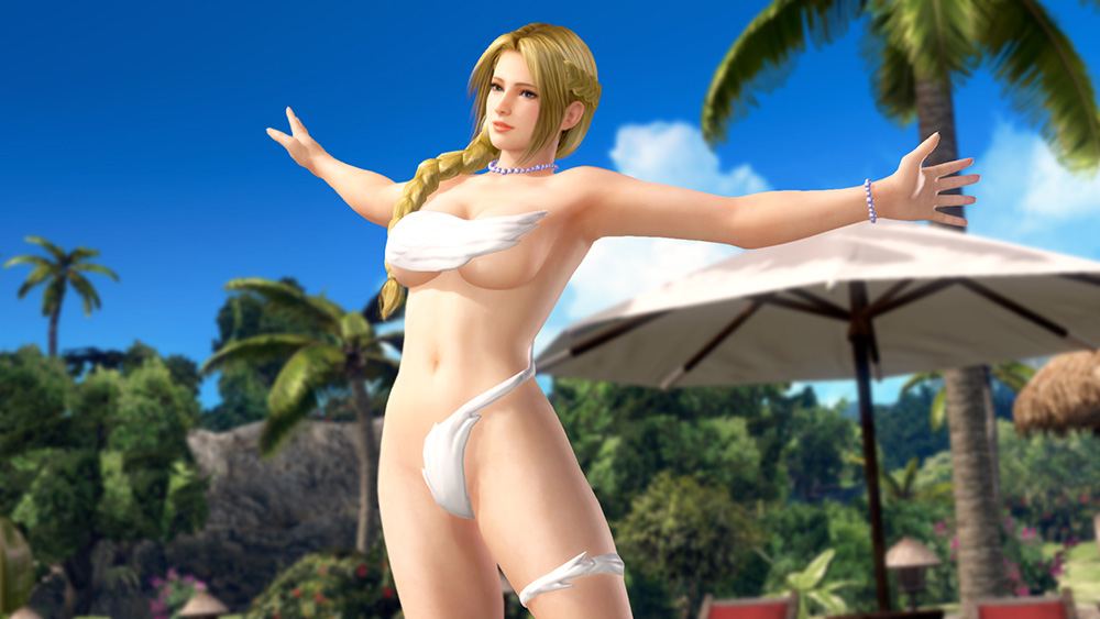 1girl 3d blonde_hair breasts dead_or_alive dead_or_alive_xtreme_3_fortune dead_or_alive_xtreme_beach_volleyball helena_douglas large_breasts official_art swimsuit tecmo