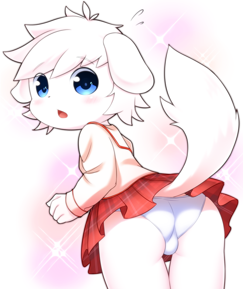 blush canine clothing cub dog mammal panties presenting presenting_backside raised_tail surprise underwear young とろろうどん