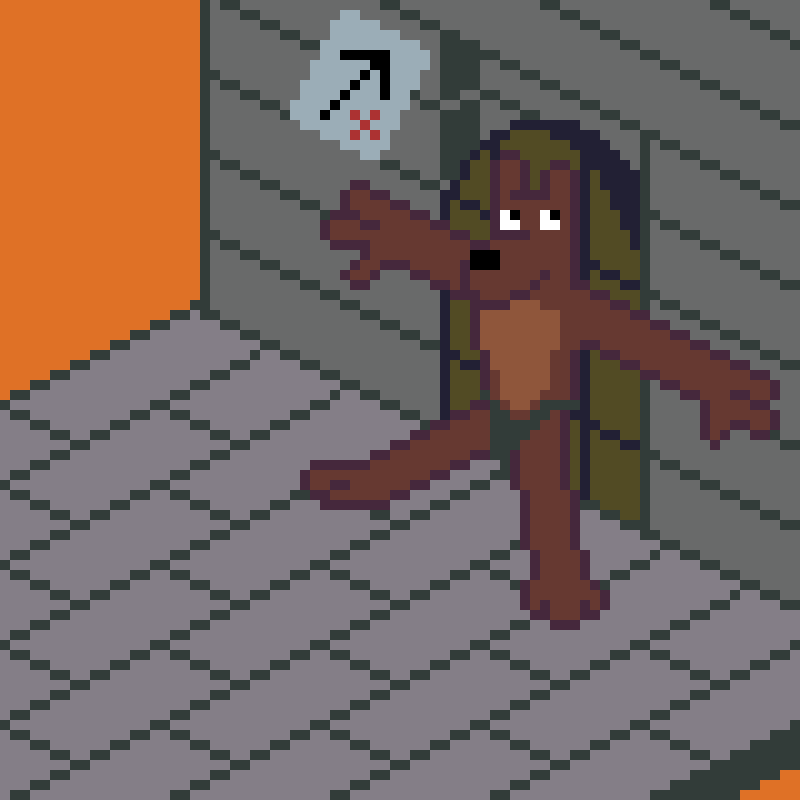animated anthro arrow_sign bottomwear breath brick_floor brick_wall canid canine canis clothed clothing digital_media_(artwork) docked_tail domestic_dog door door_slam humor kawa_kir_(artist) loincloth loincloth_only male mammal panting pawpads pinscher pinscher_5d pixel_(artwork) pixel_animation scared short_tail sign snout solo tail topless wall_(structure) wide_eyed wood wood_door x_sign