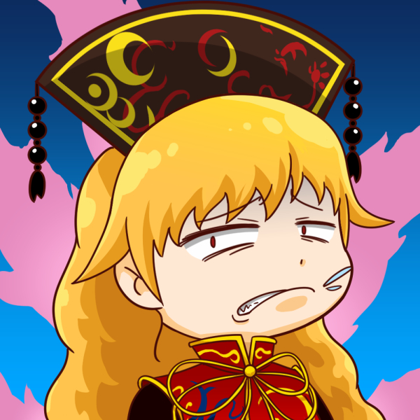 angry black_dress blonde_hair chinese_clothes commentary_request constricted_pupils dress junko_(touhou) long_hair meme okema red_eyes solo tabard touhou wavy_hair