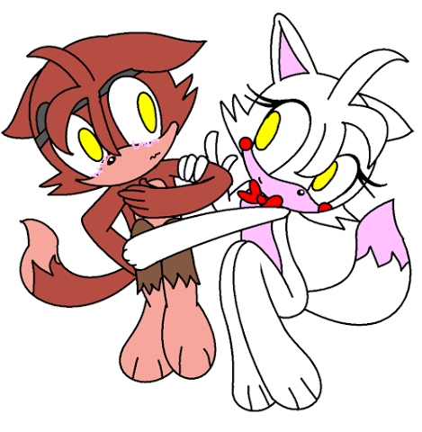 animatronic anthro aww blush canine cute duo female five_nights_at_freddy's five_nights_at_freddy's_2 fox foxy_(fnaf) fur machine male male/female mammal mangle_(fnaf) robot romantic_couple sonic_style unknown_artist video_games