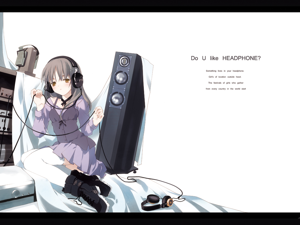 cable engrish grado_labs headphones koss letterboxed original ranguage ruroo solo stax thighhighs zettai_ryouiki