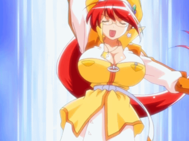 00s 1girl animated animated_gif arm_up belt bounce bouncing_breasts breasts cleavage earring earrings female glasses green_eyes hat holding huge_breasts jacket japanese jewelry leg_up lipstick long_hair magical_teacher_komachi makeup motion_blur necklace numbers nurse_witch_komugi-chan open_mouth red_hair red_legwear red_lips shooting solo spinning star star_earrings star_necklace teacher upper_body wand