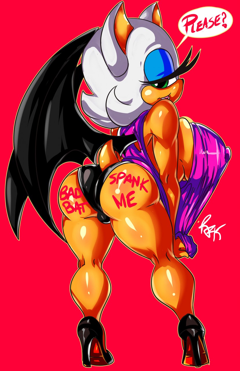 bat big_breasts body_writing breasts bubble_butt butt clothing female footwear high_heels huge_breasts jenovasilver mammal rouge_the_bat sonic_(series) tight_clothing wings