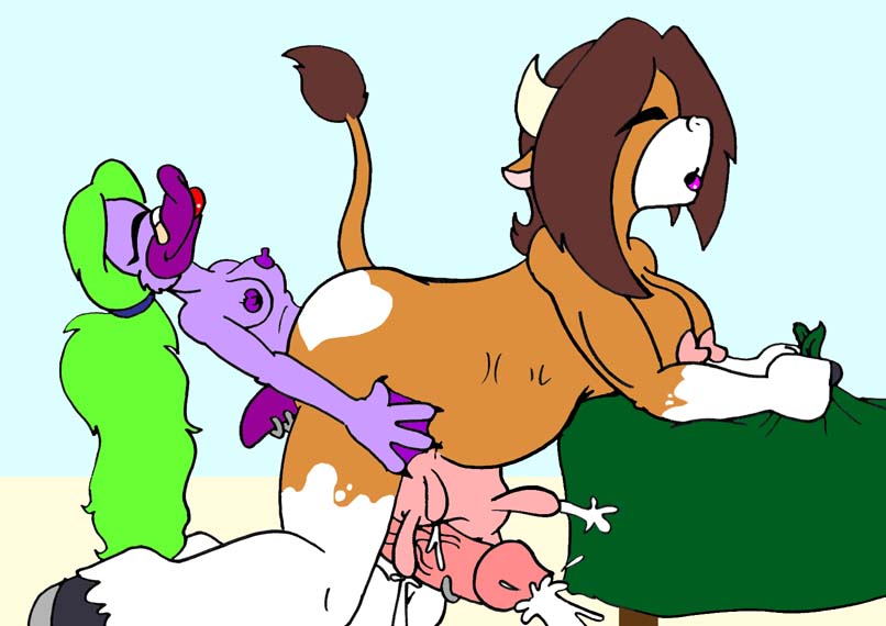 anthro belly_expansion bovine breasts cattle cum cum_while_penetrated feet_first furgonomics furry-specific_piercing genital_piercing inflation intersex/intersex lactating mammal monotreme nipples nude penetration penis penis_piercing piercing platypus rancid tail_piercing teats udders unbirthing vore