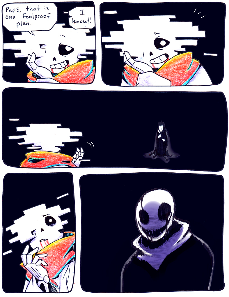 2016 ambiguous_gender blood bone comic english_text gaster loverofpiggies male papyrus sans skeleton text undertale video_games