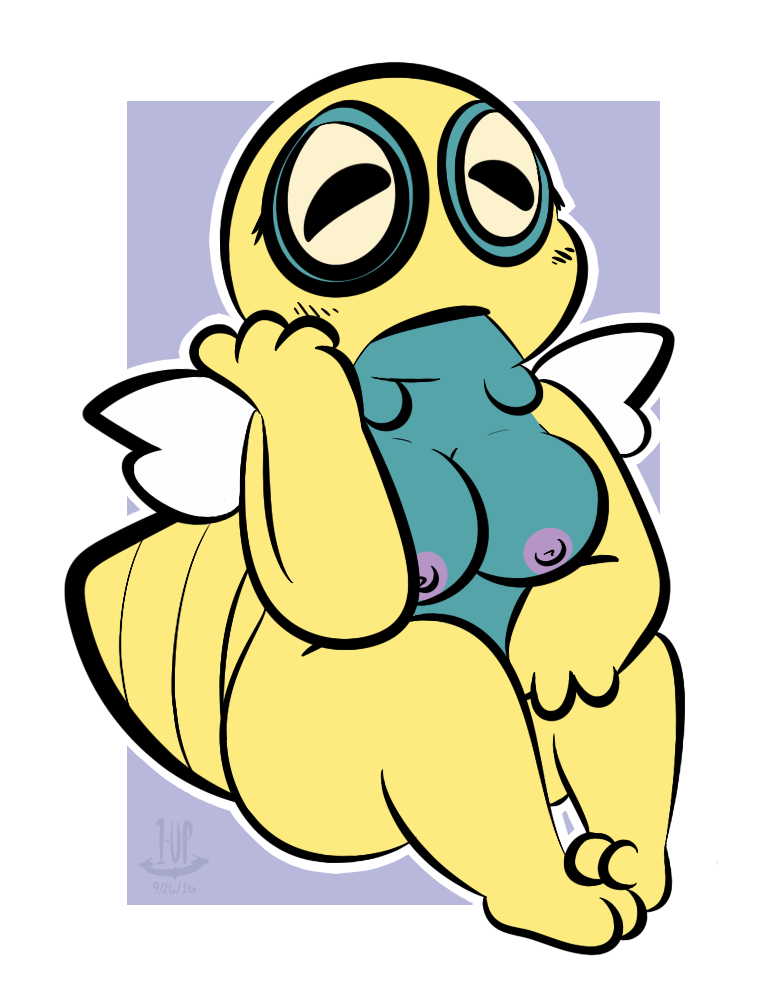 1-upclock anthro big_breasts breasts dunsparce eyes_closed female nintendo pok&eacute;mon simple_background sitting solo thicc thigh video_games white_background wings