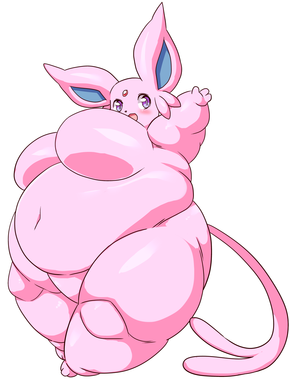 2016 anthro big_breasts breasts eeveelution espeon featureless_breasts female funi huge_breasts nintendo obese open_mouth overweight pok&eacute;mon simple_background smile solo thick_thighs video_games wide_hips