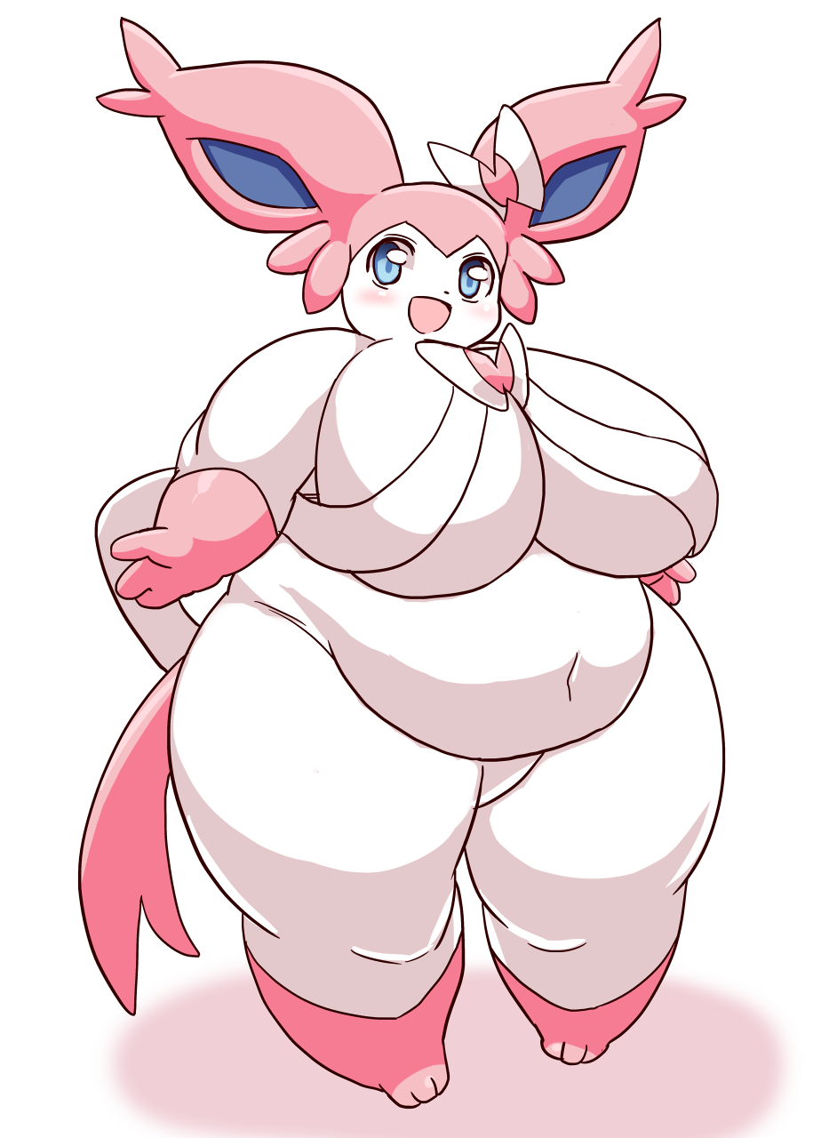 2016 anthro big_breasts blush breasts eeveelution female funi huge_breasts looking_at_viewer nintendo open_mouth overweight pok&eacute;mon sylveon thick_thighs video_games wide_hips