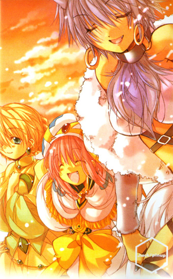 .hack// .hack//tasogare_no_udewa_densetsu 3girls animal_ears artist_request bandai character_request collar cyber_connect_2 earring earrings fang gloves hack halter_neck halterneck jewelry multiple_girls ookamimimi open_mouth ouka ouka_(.hack//) outdoors piercing short_hair smile wolf_ears