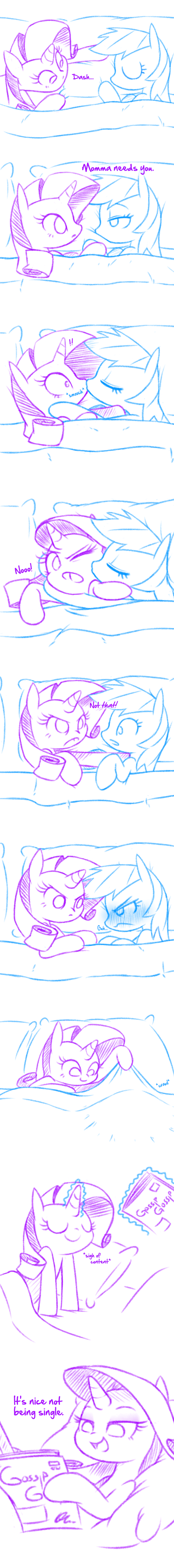 ! ... 2016 bed bedding blanket blush book comic dialogue duo earth_pony english_text equine female feral friendship_is_magic hair horn horse humor kissing levitation mammal my_little_pony pillow pony rainbow_dash_(mlp) raridashdoodles rarity_(mlp) reading restricted_palette sleeping smile suggestive text unicorn
