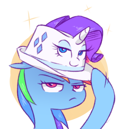 2016 animate_inanimate blue_eyes duo earth_pony equine female friendship_is_magic hair hat horn horse looking_at_viewer mammal my_little_pony pony purple_hair rainbow_dash_(mlp) raridashdoodles rarity_(mlp) smile