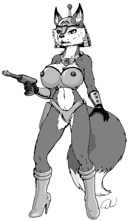 big_breasts breasts canine doug_winger female fox gun mammal ranged_weapon weapon
