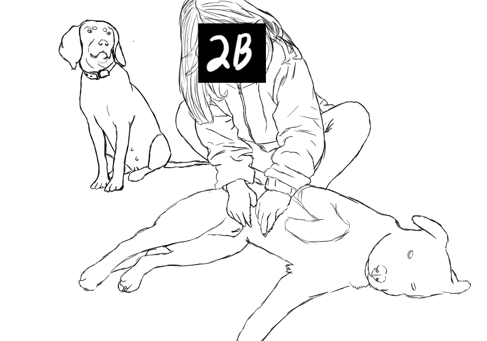 2b anatomically-correct animal-genitalia canine censored collar female human male mammal nipples petting sketch white-background young