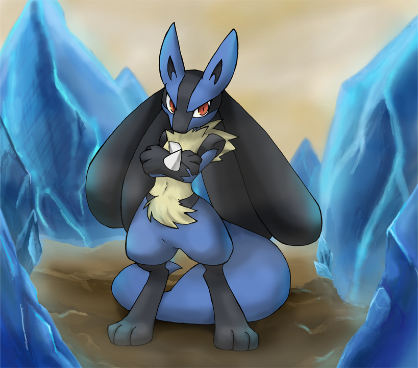 2011 canine digital_media_(artwork) enon jackal lucario mammal nintendo outside pok&eacute;mon solo standing tagme video_games