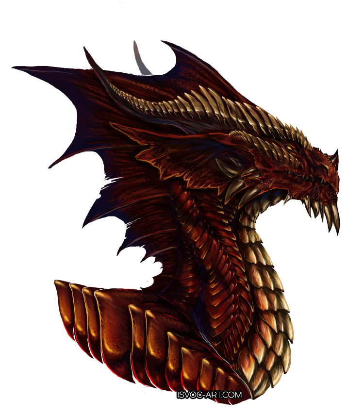 curved_horn detailed_scales dragon feral headshot horn isvoc red_scales ridged_horn scales simple_background solo teeth white_background yellow_eyes