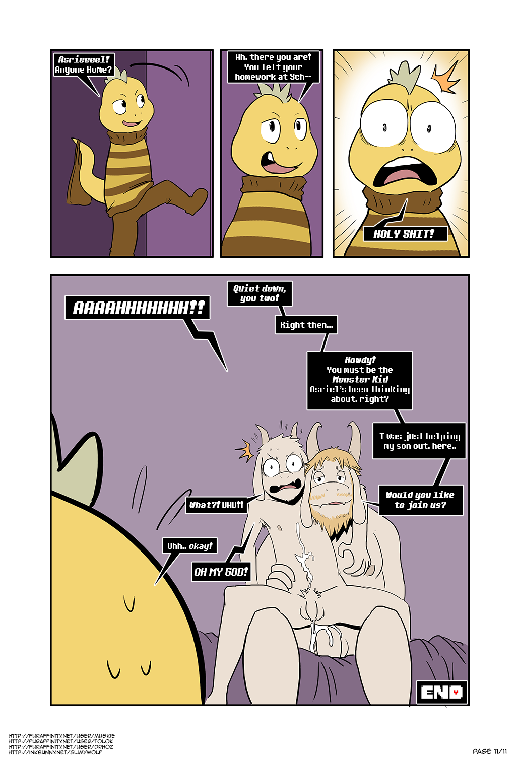 anal anal_penetration asgore_dreemurr asriel_dreemurr balls boss_monster caught comic father father_and_son incest male male/male monster_kid muskie parent penetration penis son tolok undertale video_games