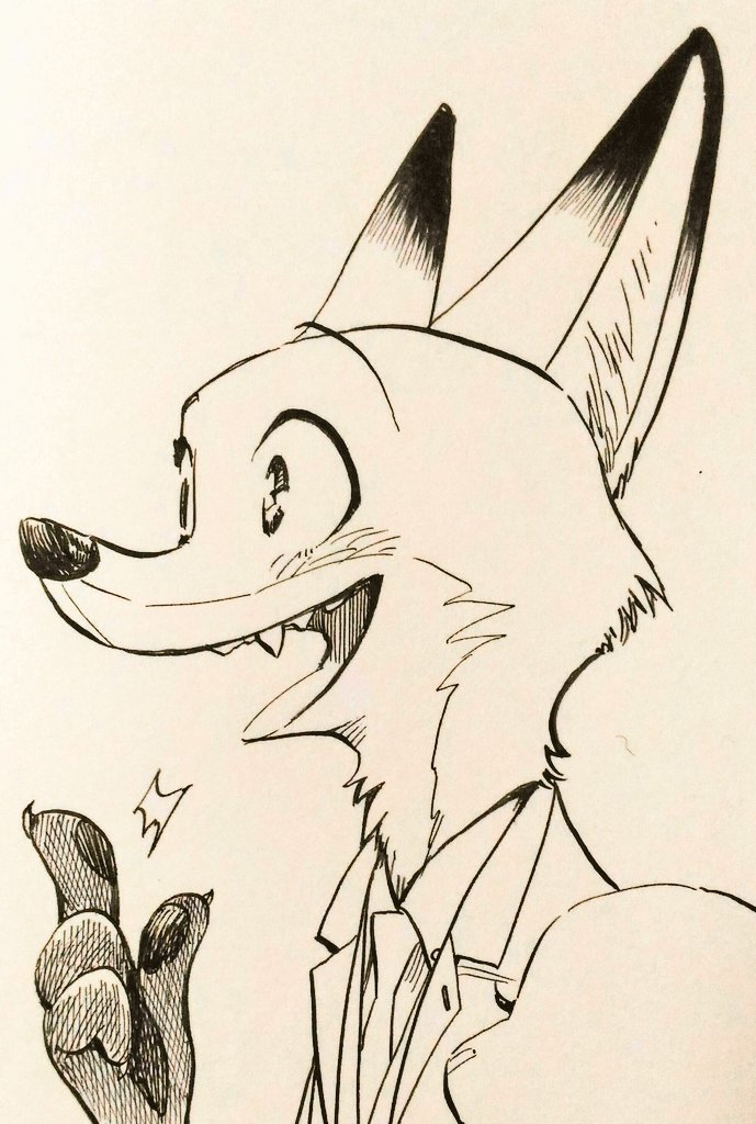 2016 anthro canine disney fox male mammal nene nick_wilde sketch zootopia