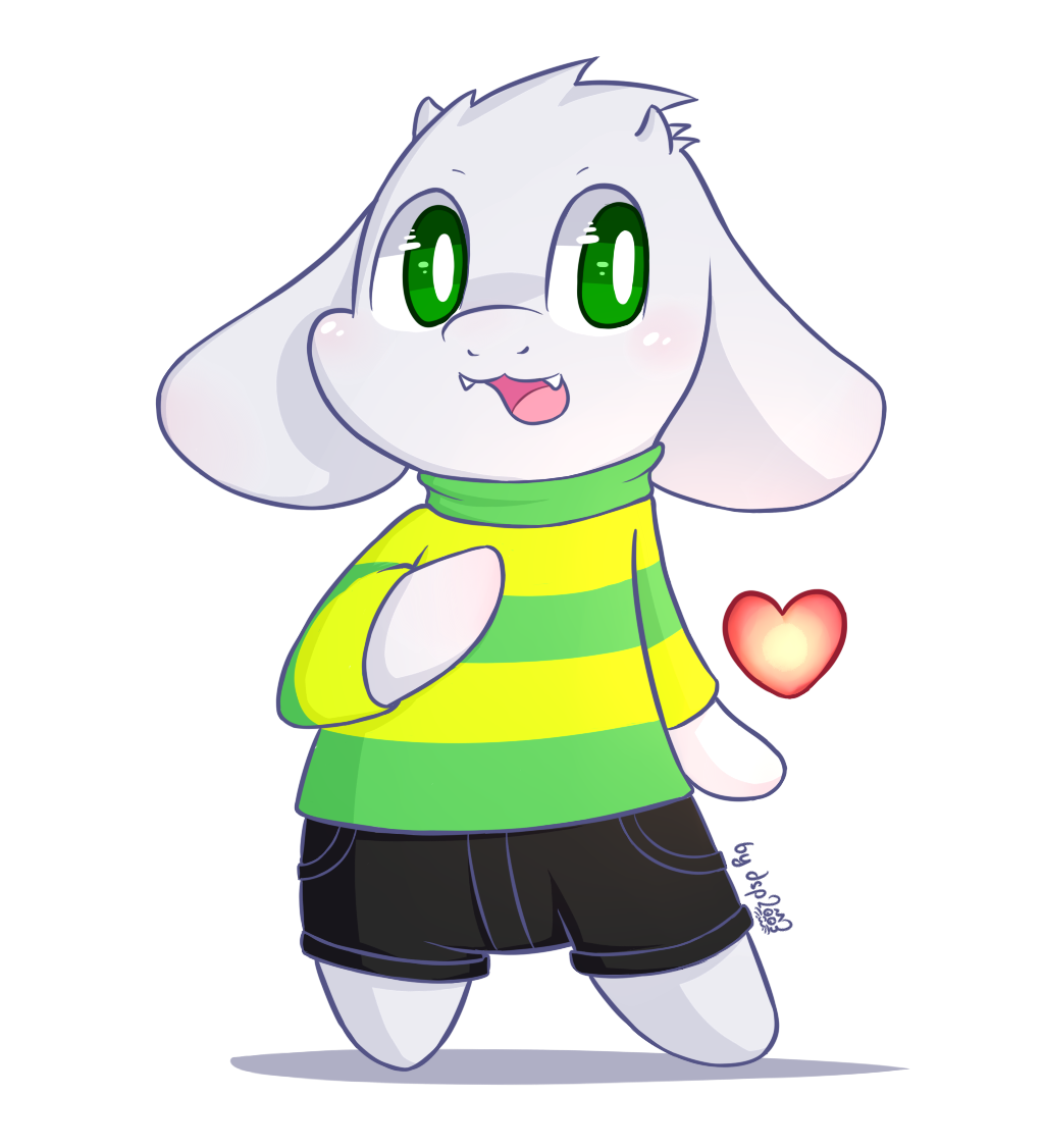 &lt;3 alpha_channel anthro asriel_dreemurr barefoot caprine chibi clothed clothing dsp2003 fangs goat green_eyes horn looking_at_viewer male mammal open_mouth signature simple_background solo standing transparent_background undertale video_games