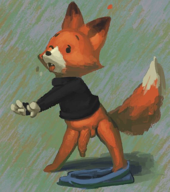 anthro canine cub fox male mammal penis solo the_dam_keeper uncut yopo young