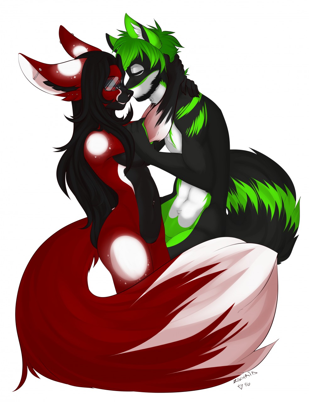 breasts canine female fox foxi fur glasse green_fur mammal piercing red_fur wolf wolfie zakyria