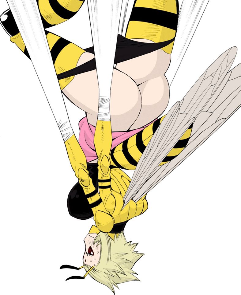 1girl ass back bee_girl butt_crack colored insect_girl inui_takemaru kiira_(monster_musume) monster_girl monster_musume_no_iru_nichijou okayado panties panties_down reversed short_hair solo