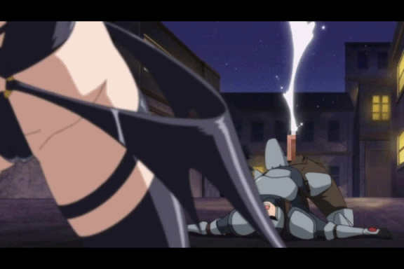 1boy 1girl animated animated_gif arched_back armor bangs bat_wings black_hair black_legwear blush braid brandish breasts censored cleavage cum defeated demon_girl demon_wings edited ejaculation erection fang female femdom knight large_breasts long_hair magic night open_mouth outdoors overflow penis purple_hair red_eyes revealing_clothes shiny shiny_clothes smile solo_focus succubus surprised tailjob thighhighs twin_braids twiska wings